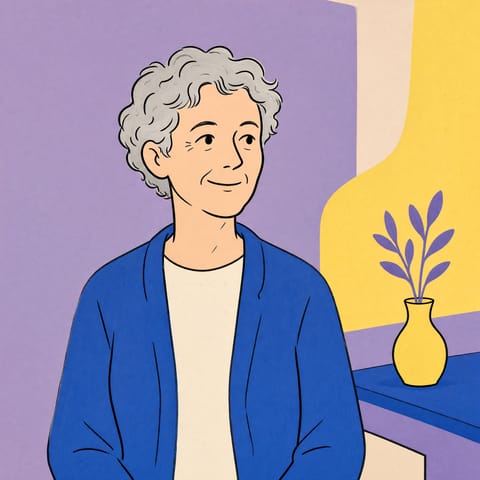 Illustration von Renate Diehl als erwachsene Person.