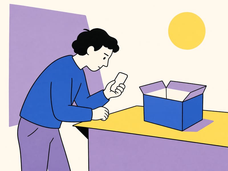 Illustration eines geöffneten Gerätegehäuses mit einzelnen Bauteilen auf einer Werkbank und einem Werkzeug daneben.