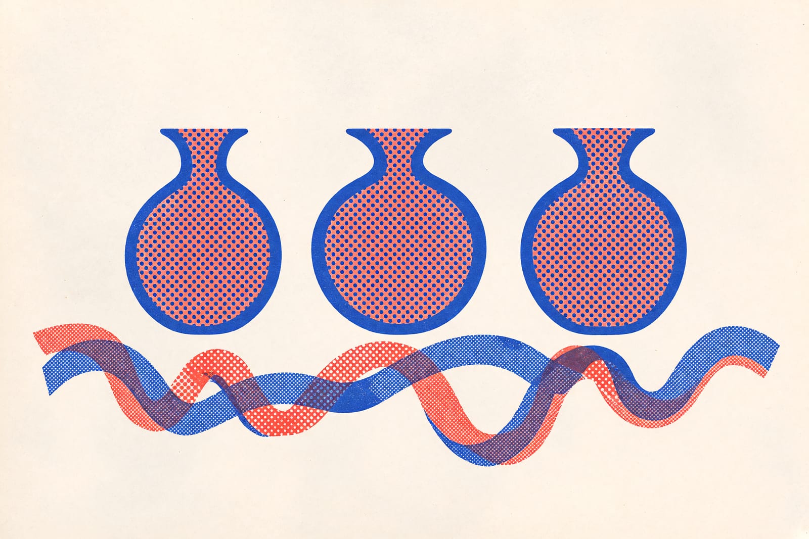 Illustration überlappender Farbflächen und eines abstrakten Behälters, dessen Form an eine Testkassette erinnert.